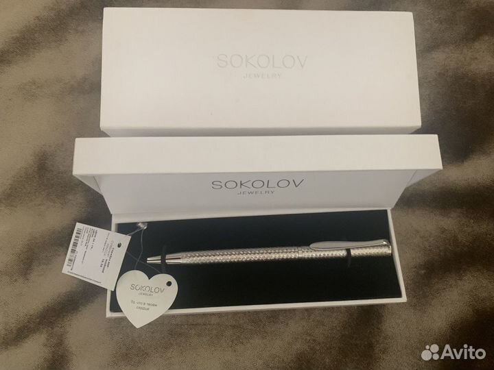 Ручка шариковая Серебро 925 пообы Sokolov