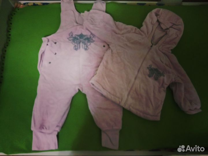 Костюм велюровый нежно розовый 74-80 р