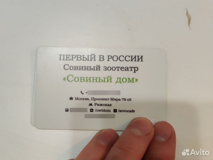 Клубная карта антикафе совиный дом