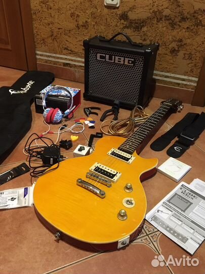 Epiphone slash LES paul комбо Roland cube-10GX