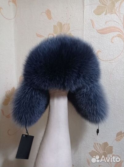 Шапка женская ушанка новая натуральная кожа +песец