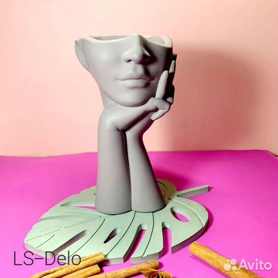 Силиконовая форма Милота ваза голова из гипса молд