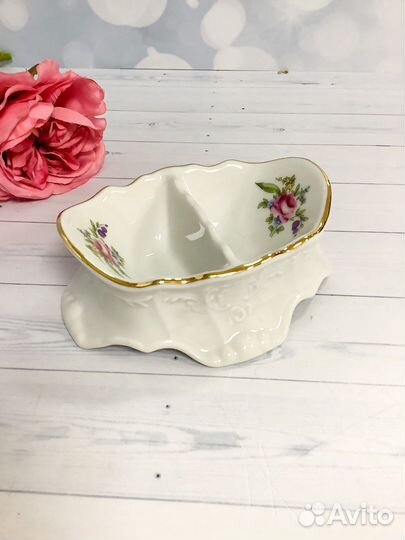 Солонка двойная «Мейсенский букет» фарфор, Чехия