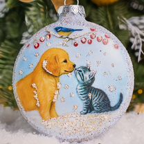 Елочные игрушки шар стекло ручная роспись