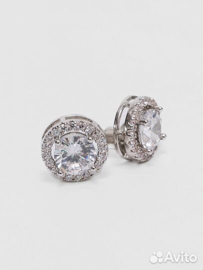 Пусеты с большим камнем, гвоздики