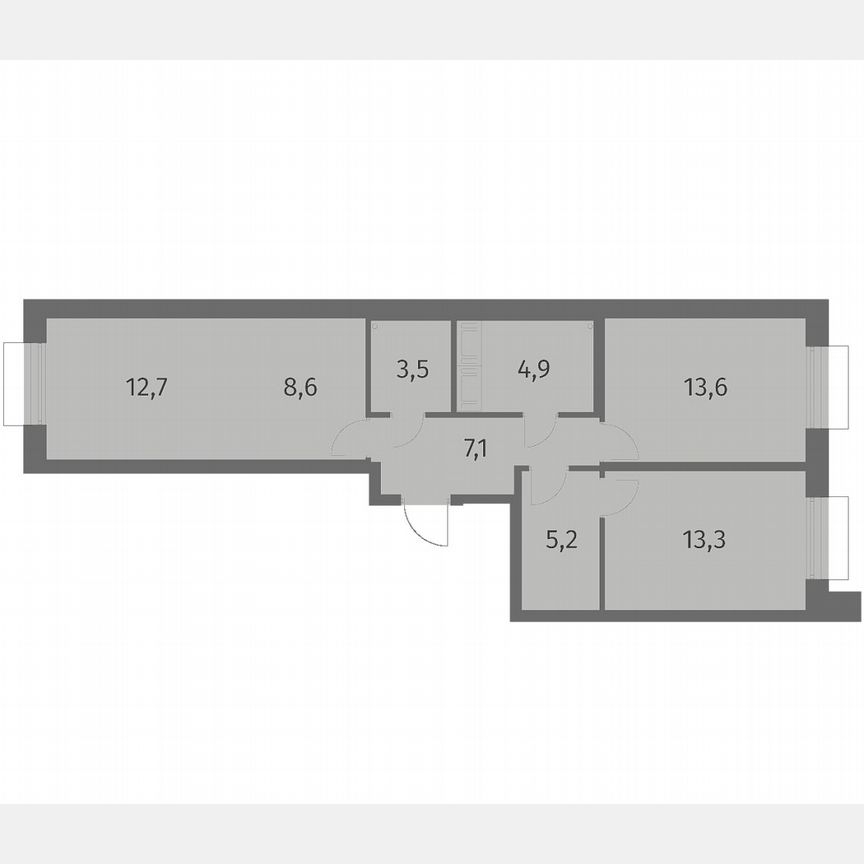3-к. квартира, 68,9 м², 2/6 эт.