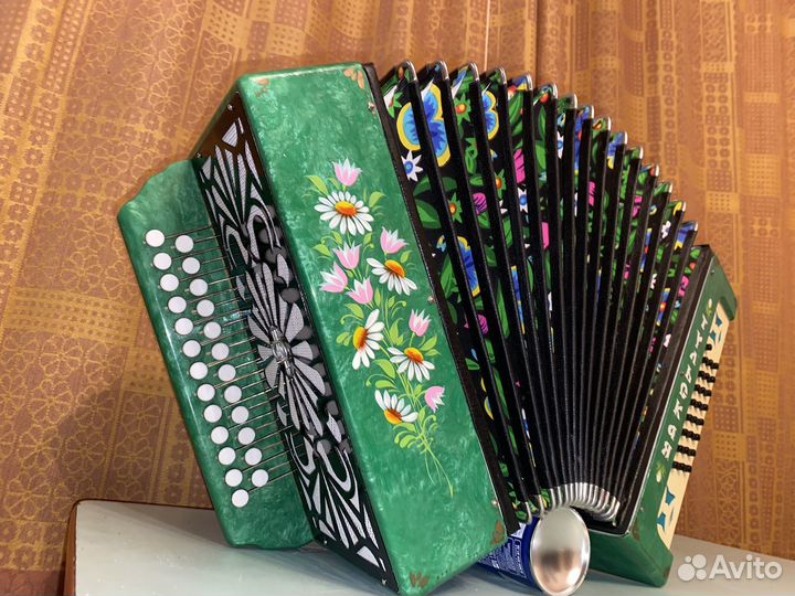 Гармонь Тульская 301 М Зелёный Перламутр Роспись