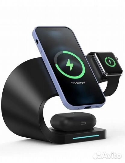 Беспроводная зарядка на телефон, наушники, часы
