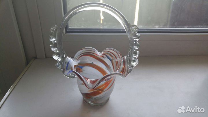 Вазочка конфетница(корзинка) стекло СССР