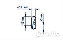 Лампа W1,2W 12V W2X4,6d