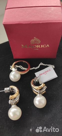 Серьги и кольцо Majorica