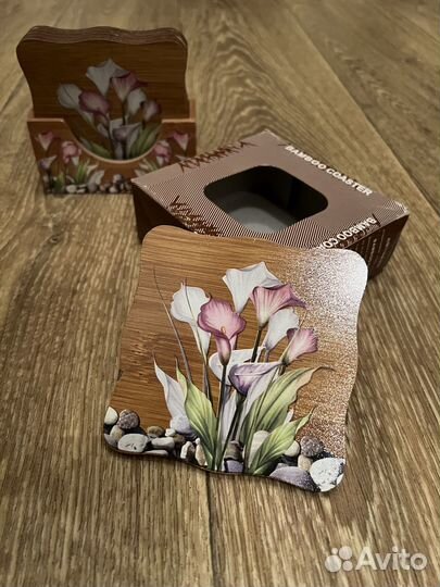 Набор подставок под горячее «Каллы»/бамбук