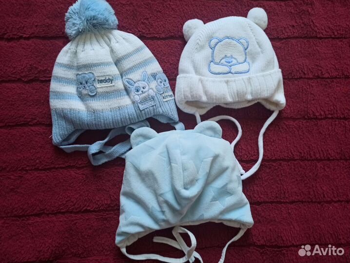 Фирменные шапки на новорождённого р.40, 42