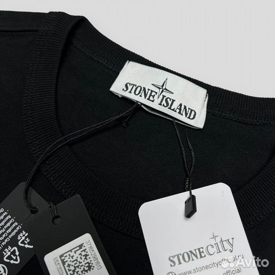 Футболка оверсайз Stone island черная (M-XXL)