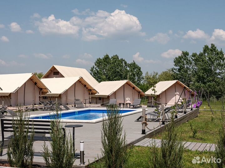 Каркасный тент для глэмпинга 4х4 в каркасе 4x6