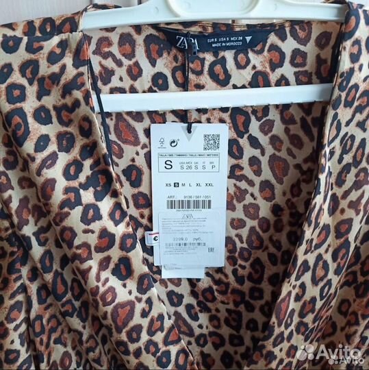 Платье S 42 44 zara леопард оригинал новое