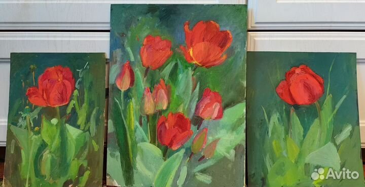 Картина маслом тюльпаны