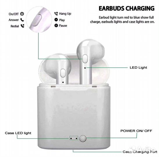 Беспроводные наушники.Г-образные. TWS