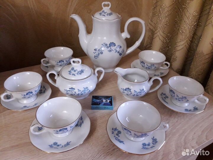 Кофейный сервиз 15 предметов Польша Винтаж Фарфор