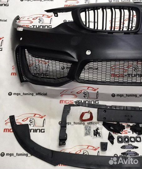Бампер передний BMW f32 М4- Look + матовые ноздри