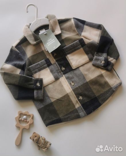 Новая тёплая флисовая рубашка h&m 86