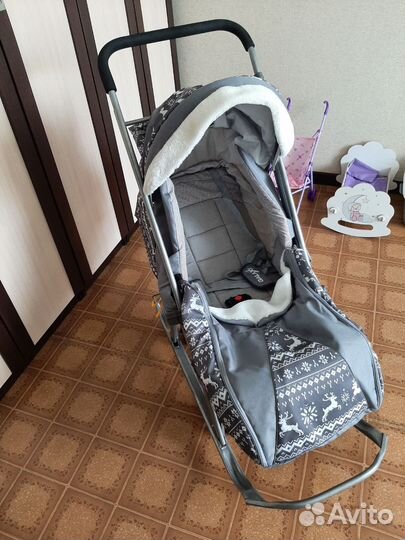 Детские санки-коляска на колесах