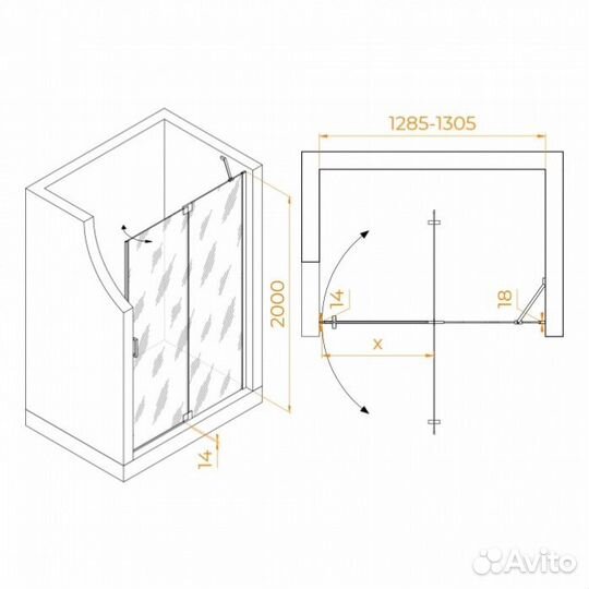 Душевая дверь RGW Hotel HO-014 130 матовая