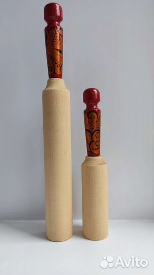 Хохлома деревянная толкушка и скалка