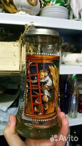 Редкая старинная пивная кружка Пожарный мчс