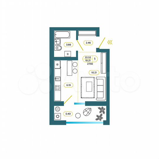 Квартира-студия, 27,4 м², 4/8 эт.