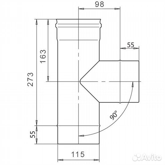 Тройник-К 90 d115мм (430/0,5 мм) Ferrum