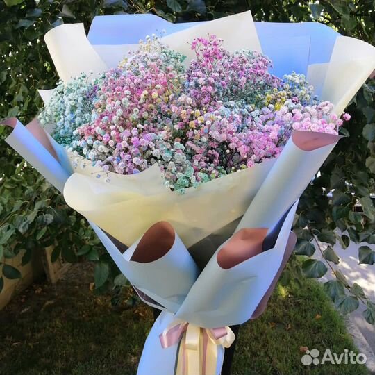 WOW Букеты из Радужной Гипсофилы