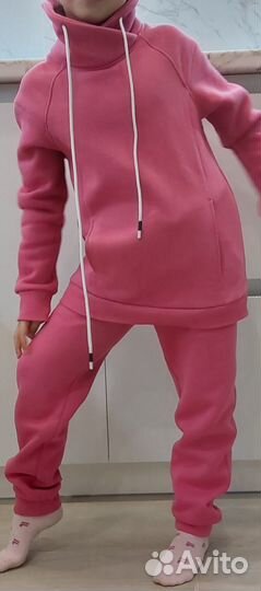 Теплый костюм для девочки с начесом, 122-135см