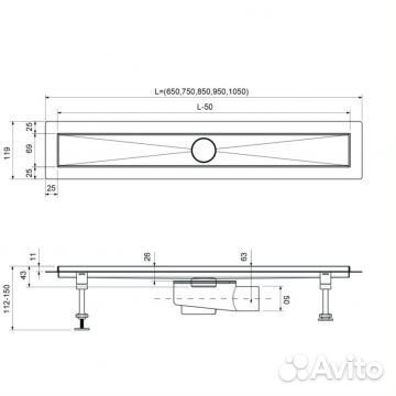 Душевой лоток Timo Drain System 900, Черный