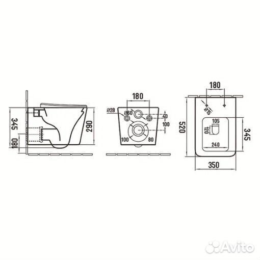 Подвесной унитаз,cерый матовый