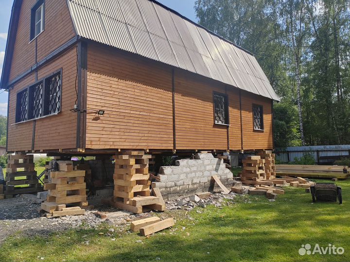 Ремонт фундамента, замена венцов, подъем домов