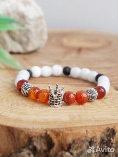 Браслет женский из агата и кошачьего глаза