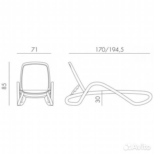 Шезлонг Alfa стеклопластик/текстилен