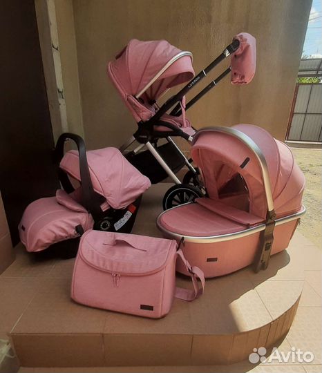 Коляска 3в1 Новая супер качество (девочка)