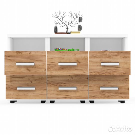 Набор из трёх тумб для офиса Мебельный Двор Белла цвет белый шагрень/крафт золотой