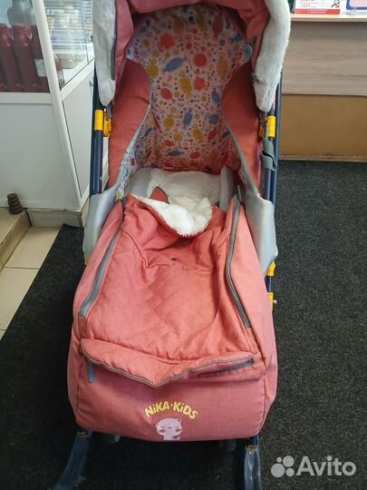 Детские санки коляска с колесами