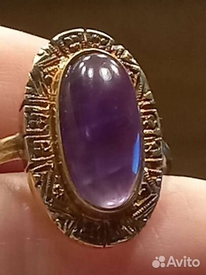 Кольцо серебро, природный аметист, антик