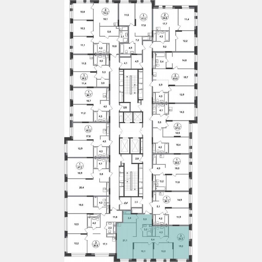 3-к. квартира, 84,5 м², 18/20 эт.