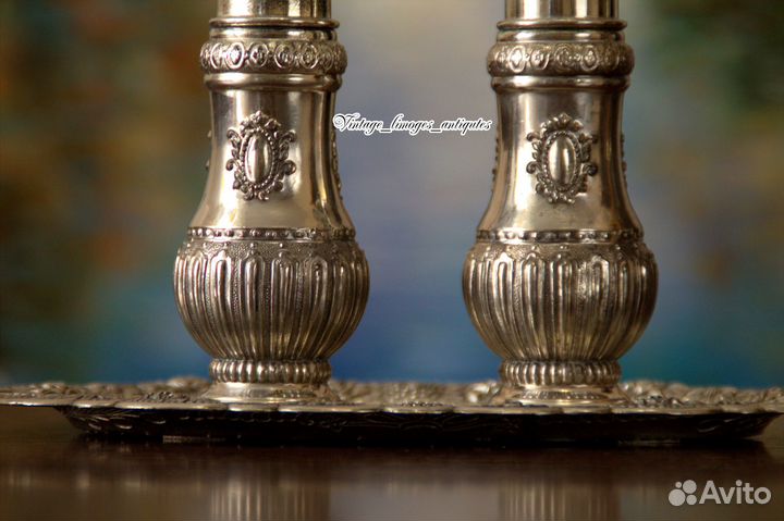 Набор для специй на подносе Серебрение Франция