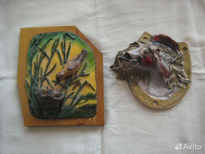 Панно из гипса единст экз. (подкова, птенцы)