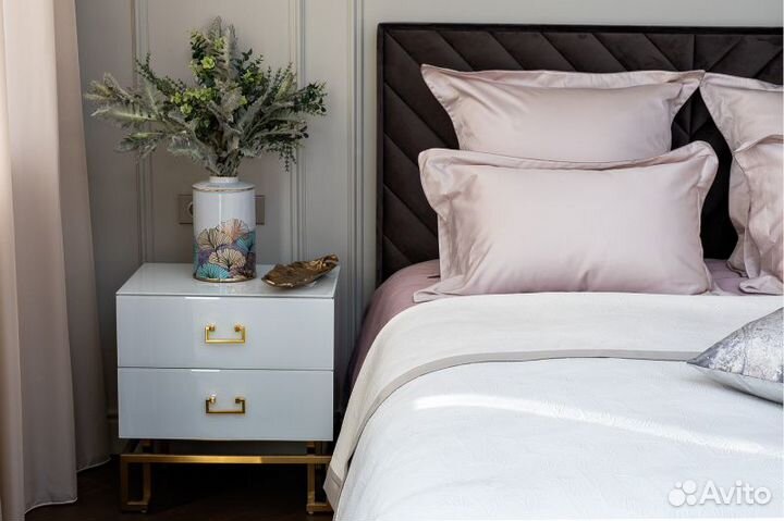 107TD-D26G2-NAV BEG Комплект наволочек сатин беж 5