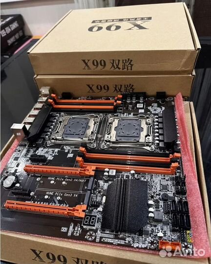 Комплект мать проц память X99 2CPU двухпроцессорн