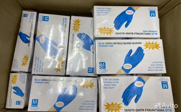 Перчатки нитриловые виниловые wally plastic