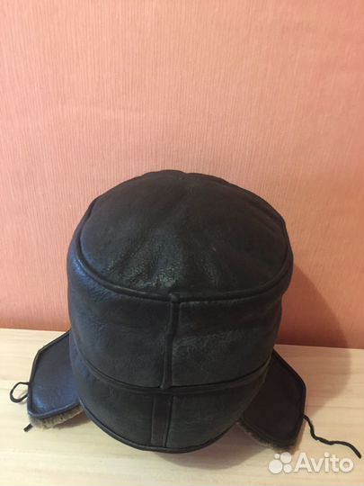 Мужская шапка -ушанка нат кожа и овчина