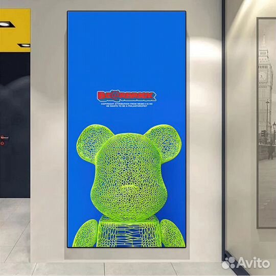 Картина BearBrick и Kaws 120х60см